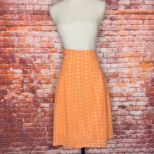 Mint Green Orange and White Cotton A-line Embroidered Boho Skirt